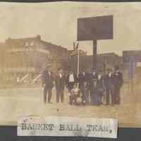 Digital image of photo of a basketball team on an outside court, Hoboken, no date, circa 1900.