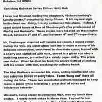 Five-page word-processor letter, signed, from Joseph J. Finnerty to Museum with reminiscences of Hoboken, Scottsdale, AZ, 2004.