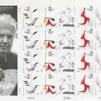 Pane of twenty Alexander Calder commemorative 32-cent stamps issued by the United States Postal Service, 1997.