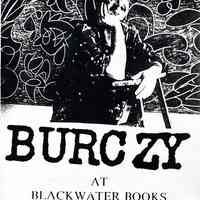 Digital image of poster: Burczy at Blackwater Books and Gallery, [Hoboken], no date [1993].