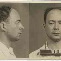 Hoboken Police mug shots of a man with data on reverse, 1942.