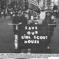 Photo: Hoboken Girl Scouts protesting imminent sale of scout house while marching in 1997(?) Saint Patrick