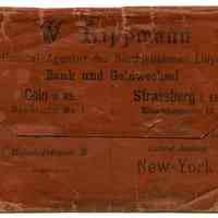 Wallet, ticket: issued by W. Lippman, Agent, North German Lloyd S.S. Co., Cologne (Germany), n.d., ca. 1885-1895.