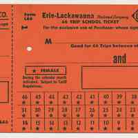 Ticket sample: Erie-Lackawanna R.R. 46 Trip School Ticket, n.d., ca. 1960-1964.