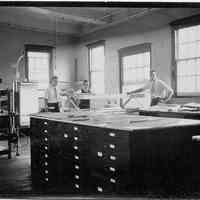 B+W photo of drafting room corner near drawing duplicator, United Dry Dock Company, Hoboken,