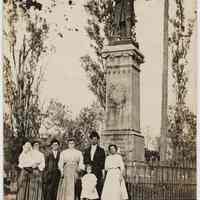 Postcards, 3: [A family posed at Civil War Monument, Hudson Square Park, Hoboken.] N.d., ca. 1907-1918.