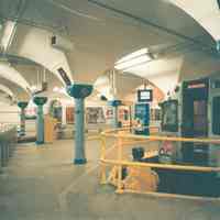 Digital image of color photo looking from track 3 towards track 1 at the east end of the Hoboken PATH station, Nov., 1999.