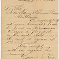 Letter to Mayor & Hoboken City Council from Meyer & Steneck, March 28, 1892, re request to erect flag pole at First and River Streets.