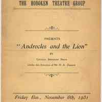 Program: The Hoboken Theatre Group ,"Androcles and the Lion" by G.B. Shaw. (Hoboken, Nov. 6, 1931.)