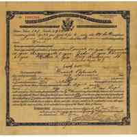 Color photo: naturalization certificate of Frank Palumbo, 309 Harrison St., Hoboken, Sept. 14, 1923.