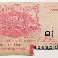 Ticket, transporation: Ten Trip Ticket. Issued by Hoboken Ferry Co., 1902.