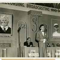 Sinatra photo: Frank Sinatra at microphone accepting life membership in "Saints & Sinners" club, Waldorf Astoria, N.Y.C., Oct. 26, 1944.