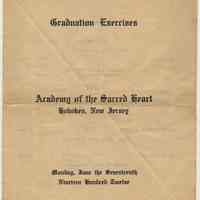 Program: Graduation Exercises. Academy of the Sacred Heart, Hoboken, June 17, 1912.