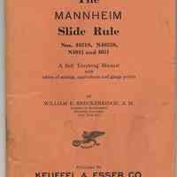 Manual: The Mannheim Slide Rule. A Self Teaching Manual... Breckenridge. K&E, N.Y. & Hoboken, ca. 1938-1939.