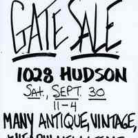          Gate Sale 008. 09-30-1995 1028 Hudson St.
   