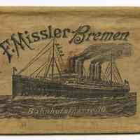 Wallet, ticket: F. Missler, Bremen. Bahnhofstrasse 30. Polish language issue. N.d., ca. 1897-1914.