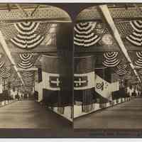 Stereoview: 14227 - Ocean Pier in Hoboken decorated for reception of 27th, Division returning from France. Underwood & Underwood. N.d., ca. 1919-1920.