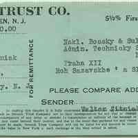 Receipt, money transfer: Steneck Trust Co., Hoboken, N.J., Jan. 6, 1930.