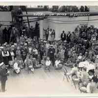 Sepia-tone photo of deck (sports) games at sea aboard S.S. Leviathan, United States Lines, n.d. ca. early 1930s.