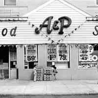 B+W photo of an A & P Food Store, street location unknown, Hoboken, N.J., no date (ca. 1968-1972).