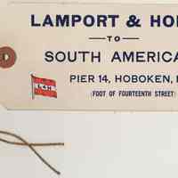          Baggage tag side 1: to South America, Pier 14, Hoboken
   