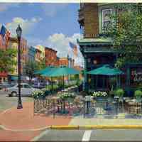 Digital images, 2, of Frank Hanavan painting of Elysian Cafe dated 8-4-06, Hoboken, 2006