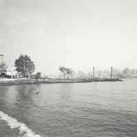 Digital image of B+W photo of former Maxwell House Coffee plant exterior, Beach Area South of Plant, Hoboken, 2003.