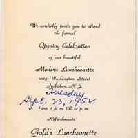 Digital image of an invitation to the Opening Celebration of Gold