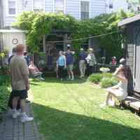 Digital color image of the gardens and people on the Secret Gardens Tour, Hoboken Historical Museum, Hoboken, June 9, 2002.