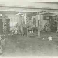 B+W photo of a garage interior believed to be in Hoboken, no date, ca. 1990.