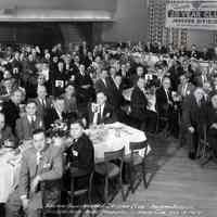 B+W panoramic photo of men at 4th Anniversary "20 Year Club", Janssen Division, Philadelphia Dairy Products Co., Inc. Union Club, Hoboken, N.J., Nov. 18, 1954.