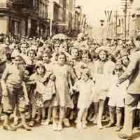 Digital image of photo of a large group of children on an unidentified Hoboken Street, no date, circa 1920s.