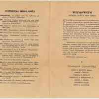          souvenir brochure, pp [2-3]: Historical Highlights, Weehawken; Committee
   