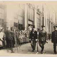 B+W photo of Gen. John J. Pershing with Rodman Wanamaker on Hoboken pier, Sept. 8, 1919.