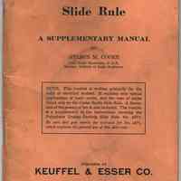 Manual: Cooke Radio Slide Rule. Supplementary Manual. Published by Keuffel & Esser, N.Y. & Hoboken, cpyrt 1942 (issued 1943 or later.)