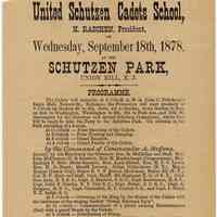 Flier: Second Anniversary of United Schutzen Cadets School [Hoboken], Sept. 18, 1878.