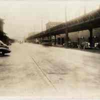 Sepia tone photo of Ferry Street looking west from Washington St., Hoboken, July 12, 1938