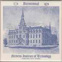 Ceramic commemorative tile, 1776-1976 Bicentennial, Stevens Hall, Hoboken, New Jersey, [1976.]