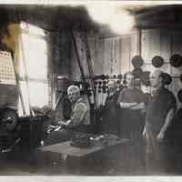 Sepia-tone photo of workshop interior at Autographic Register Co., 10th & Clinton Sts., Hoboken, March 1923.