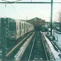          Digital image of color photo of a PATH train exiting a tunnel portal, Feb., 2001. picture number 1
   