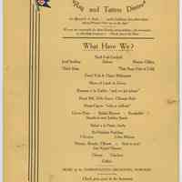 Menu (Hoboken orchestra featured): "Rags & Tatters Dinner", S.S. Haiti, Columbian Line Wednesday, April 14, 1935.