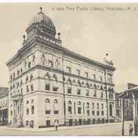 Postcard: A 18205. Free Public Library, Hoboken, N.J. Postmarked July 30, 1906.