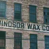 Color photo of painted sign on building for Windson Wax Company, Observer Highway at Jackson Street, Hoboken, Jan. 3 & 4, 2002.