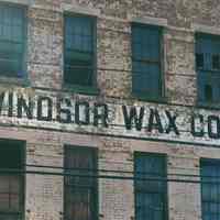 Color photo of painted sign on building for Windson Wax Company, Observer Highway at Jackson Street, Hoboken, Jan. 3 & 4, 2002.