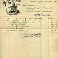 Paid bill to Mrs. Frank P. Markey, Hoboken from Joseph McBride, Electrical Engineer and Contractor, Hoboken, for installation work, July 20, 1920