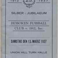 Program: Silver Jubilee (25th anniversary), Hoboken Football Club, March 13, 1937.