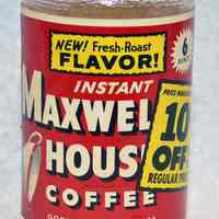 Jar: Instant Maxwell House Coffee. 6 Oz. Maxwell House Div., General Foods Corp., Hoboken, N.J. N.d., ca. 1950-1960.