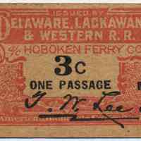 Hoboken Ferry Company 3 cent ticket, circa 1900-1920.