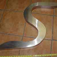 Stainless steel-lettered signage from the exterior of Stemple Pharmacy, 266 Seventh Street, Hoboken, no date, ca. 1950.