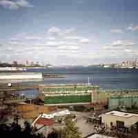 Color photo of Union Dry Dock & Repair Co. on Hudson River at 9th-10th Sts., Hoboken, Spring 1997.